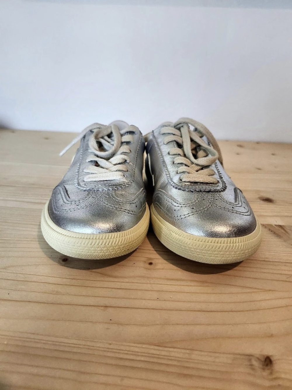 Veja Volley O.T. Leather Sneakers Leather Sneakers Silver & Off-white Women's 6 - Picture 6 of 12